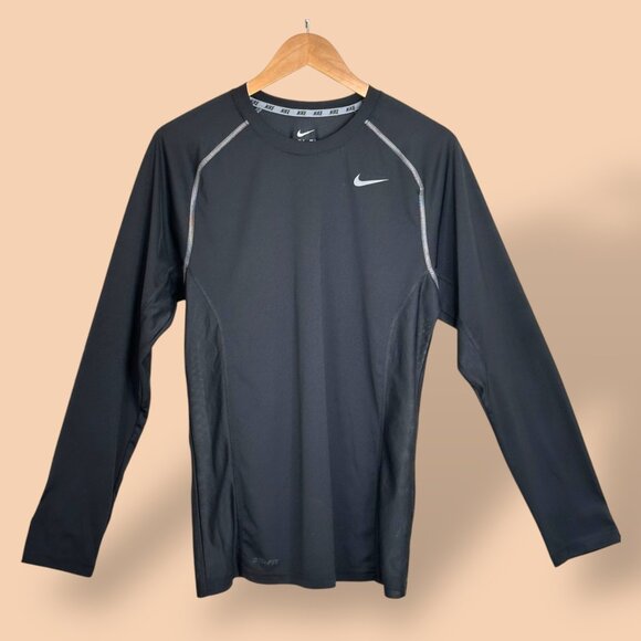 Nike Dri Fit Black‎ Long Sleeve T-Shirt Running Base Layer Men's Size Small - Picture 1 of 7